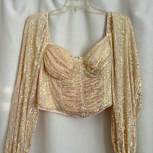 Iridescent sequin crop top🪩